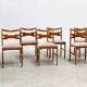 Set of six sculptural beech wood Italian dining chairs
