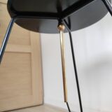 Plant holder floor lamp with shelf, black tripod