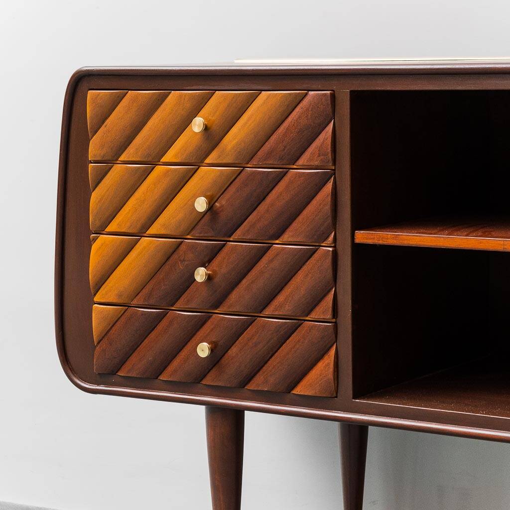 SIDEBOARD VINTAGE IN LEGNO CON DETTAGLI IN OTTONE ANNI ’60 MODERNARIATO