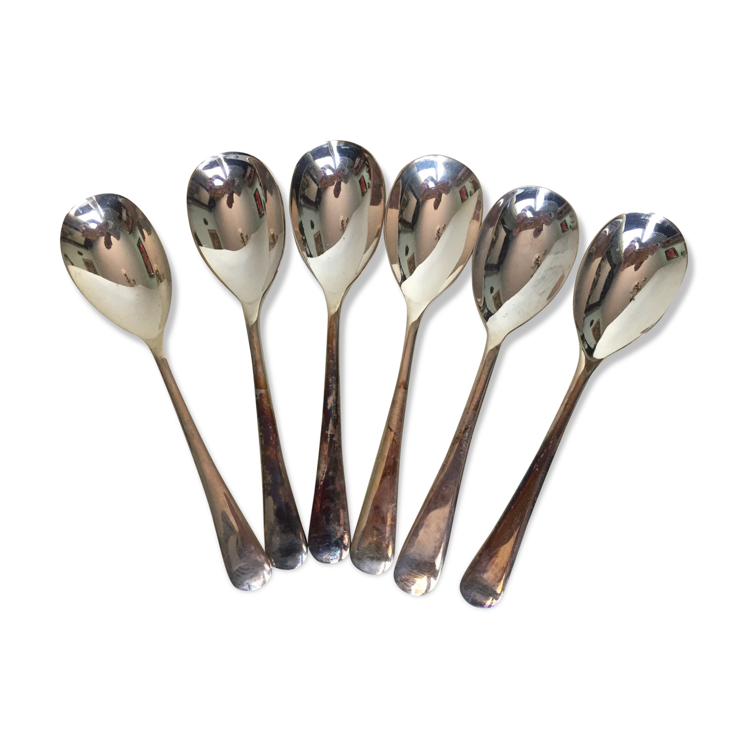 Set of 6 teaspoons in silver metal