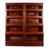 pair of Globe Wernicke London bookcases known as waterfall in mahogany circa