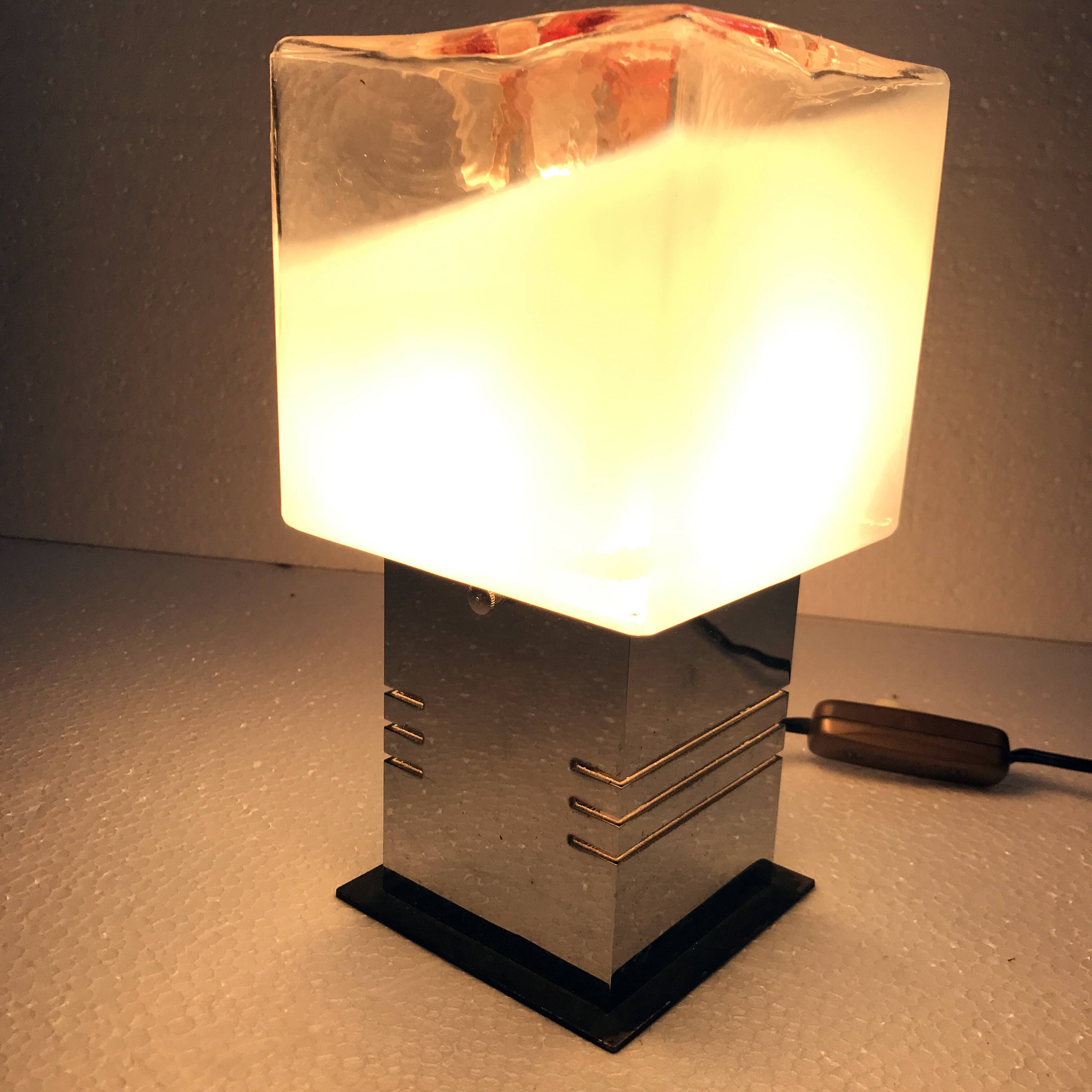 Vintage Bedside Lamp • Cubic • Gaetano Sciolari • 1969