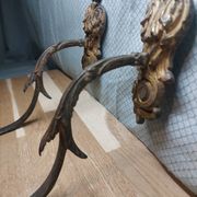 Pair of antique curtain tiebacks in Louis XV style - gilded metal - i
