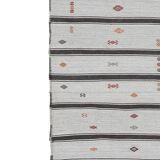 Vintage undyed wool goat hair turkish kilim rug 5' x 6'11''