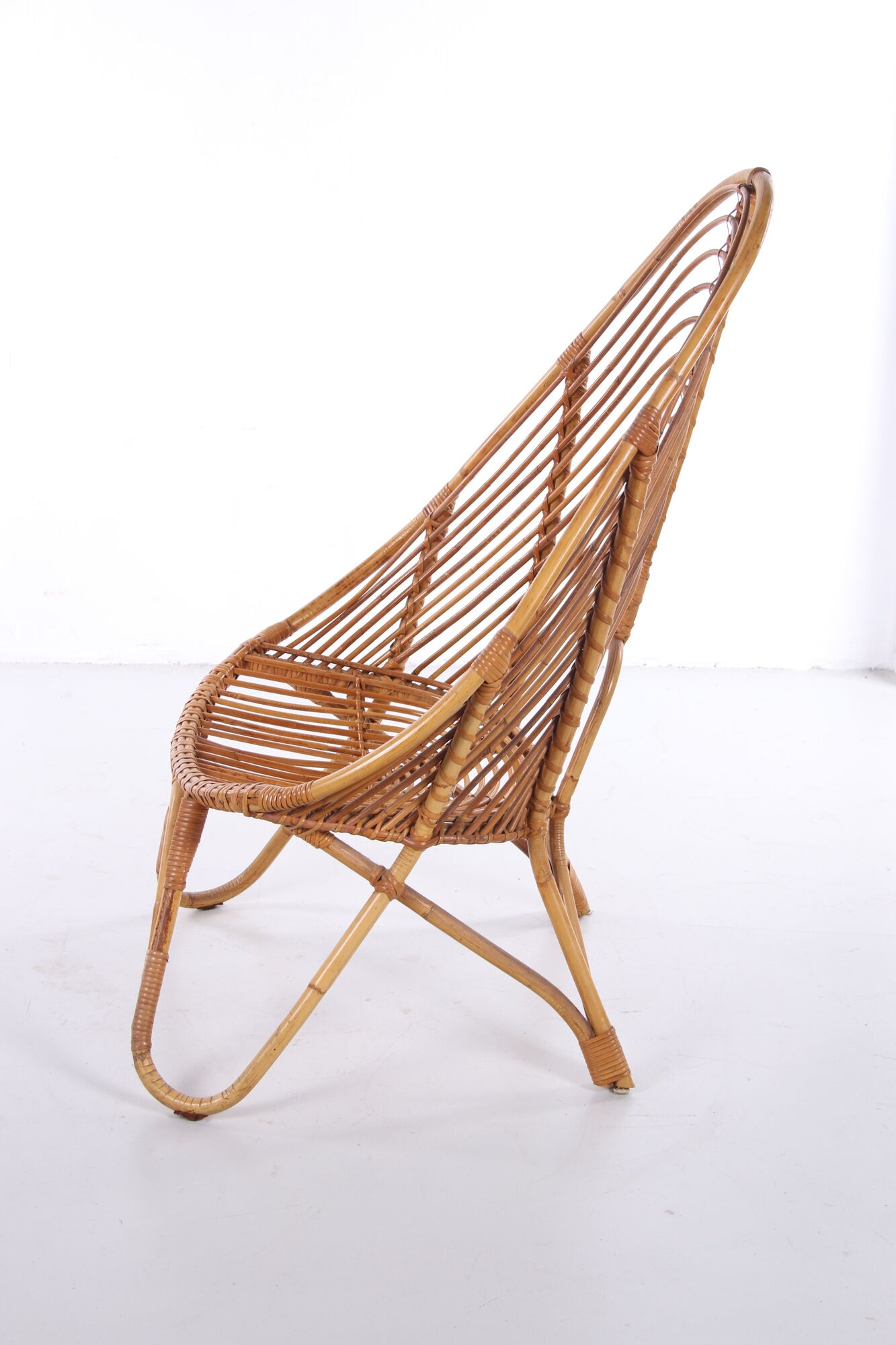 Vintage Dutch design rattan lounge chair Rohe Noordwolde