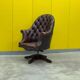 Brown leather chesterfield directors armchair
