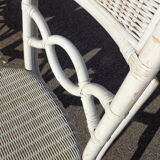 Set de 4 chaises blanches en rotin