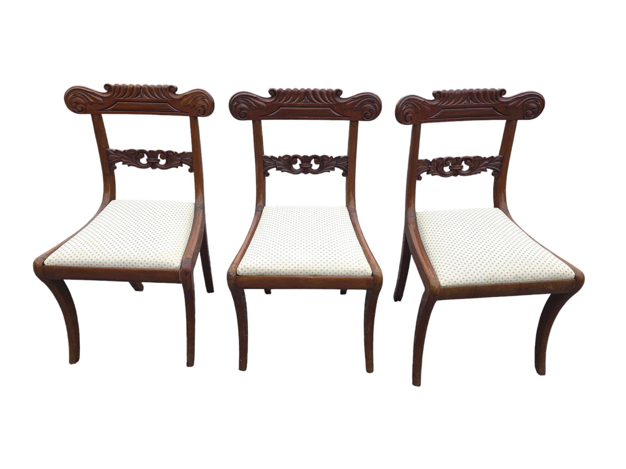 Solid mahogany chairs x 3