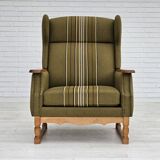 Fauteuil danoise, rembourrage original, laine de meuble verte, 1970
