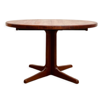 Table à manger ronde mid century en bois de teck massif, Danemark, années 1970