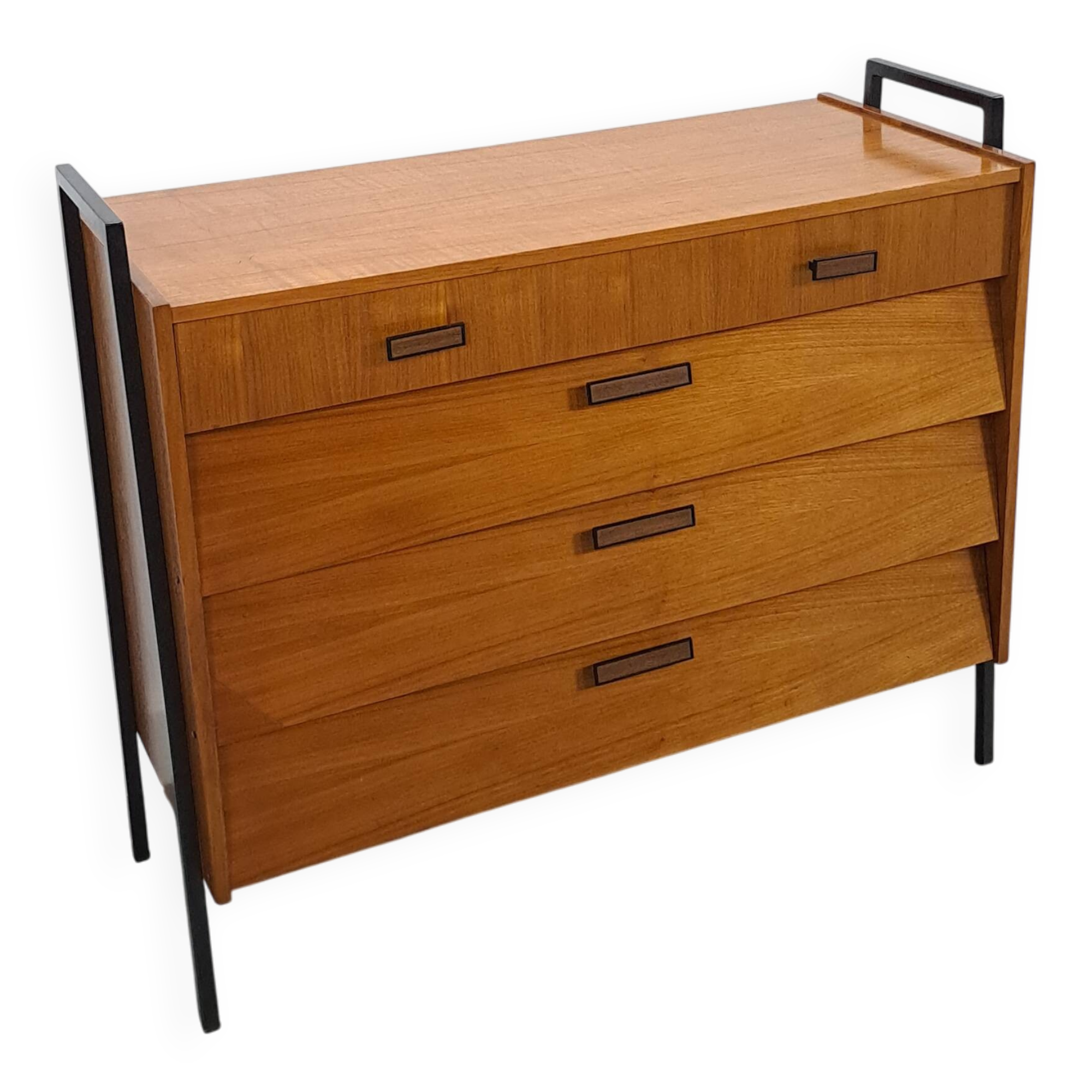 Teak schoenenkast met zwart metalen poten, nr. 2