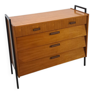 Teak schoenenkast met zwart metalen poten, nr. 2