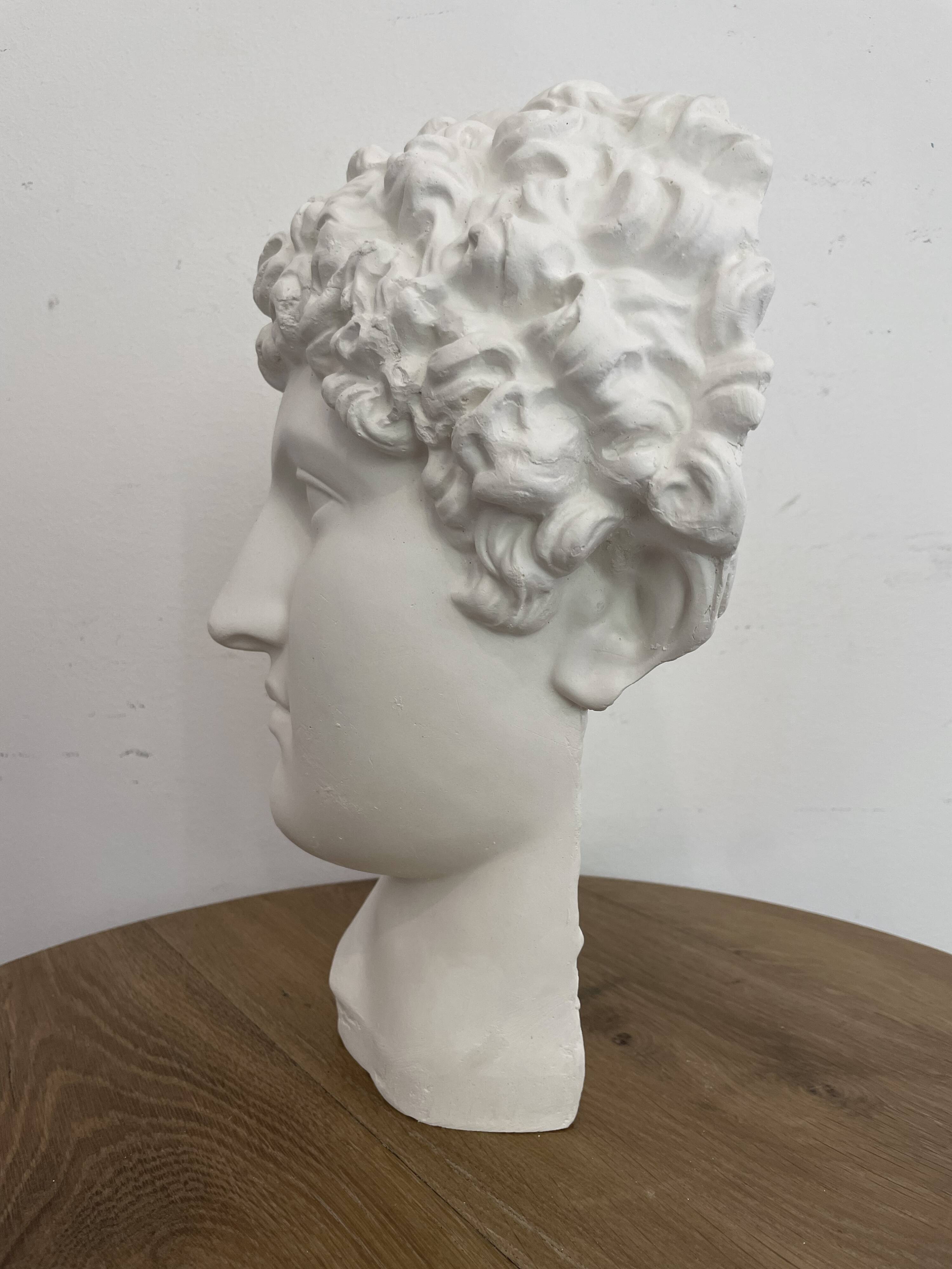 White plaster Greek head