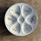 Set of 8 oyster plates or compartment plates, aquatic model Lourioux Fo.