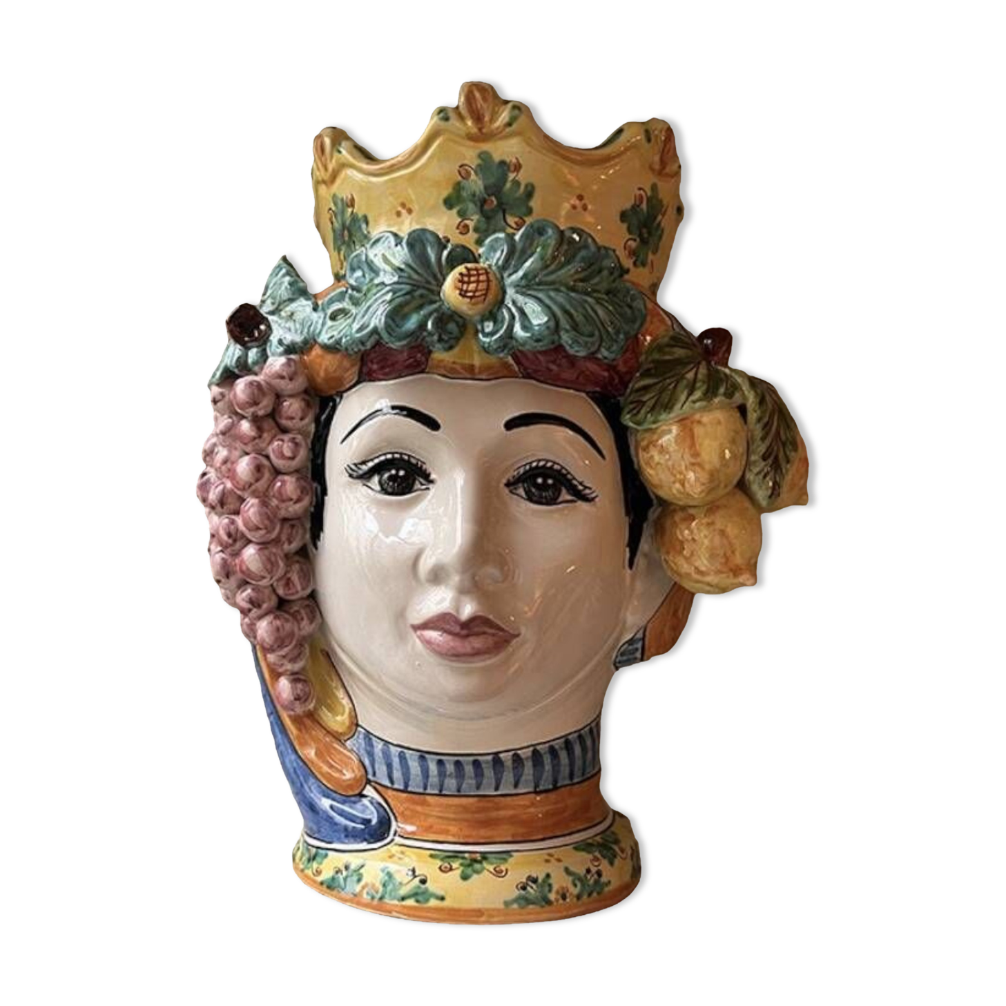Sicilian vase woman frutta large
