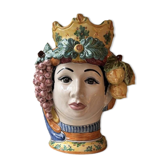 Sicilian vase woman frutta large