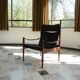 Fauteuil Safari danois moderne en cuir à dossier haut par Erik Wørts pour Nils Eillersen, années 1960
