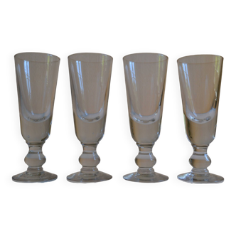 Set of 4 old glass absinthe glasses