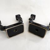 Pair of earthenware braided rope candlesticks