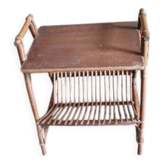Porte  livres table d appoint rotin 1960 1970