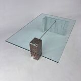 Base en verre et marbre à deux pierres vintage, Italie, années 1970