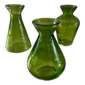 Trio of vintage molded glass vases
