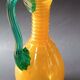 Vintage orange and green blown glass bottle, art glassware