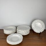 Set of 6 Gien deep plates, Coquille model, 1970/80, off-white
