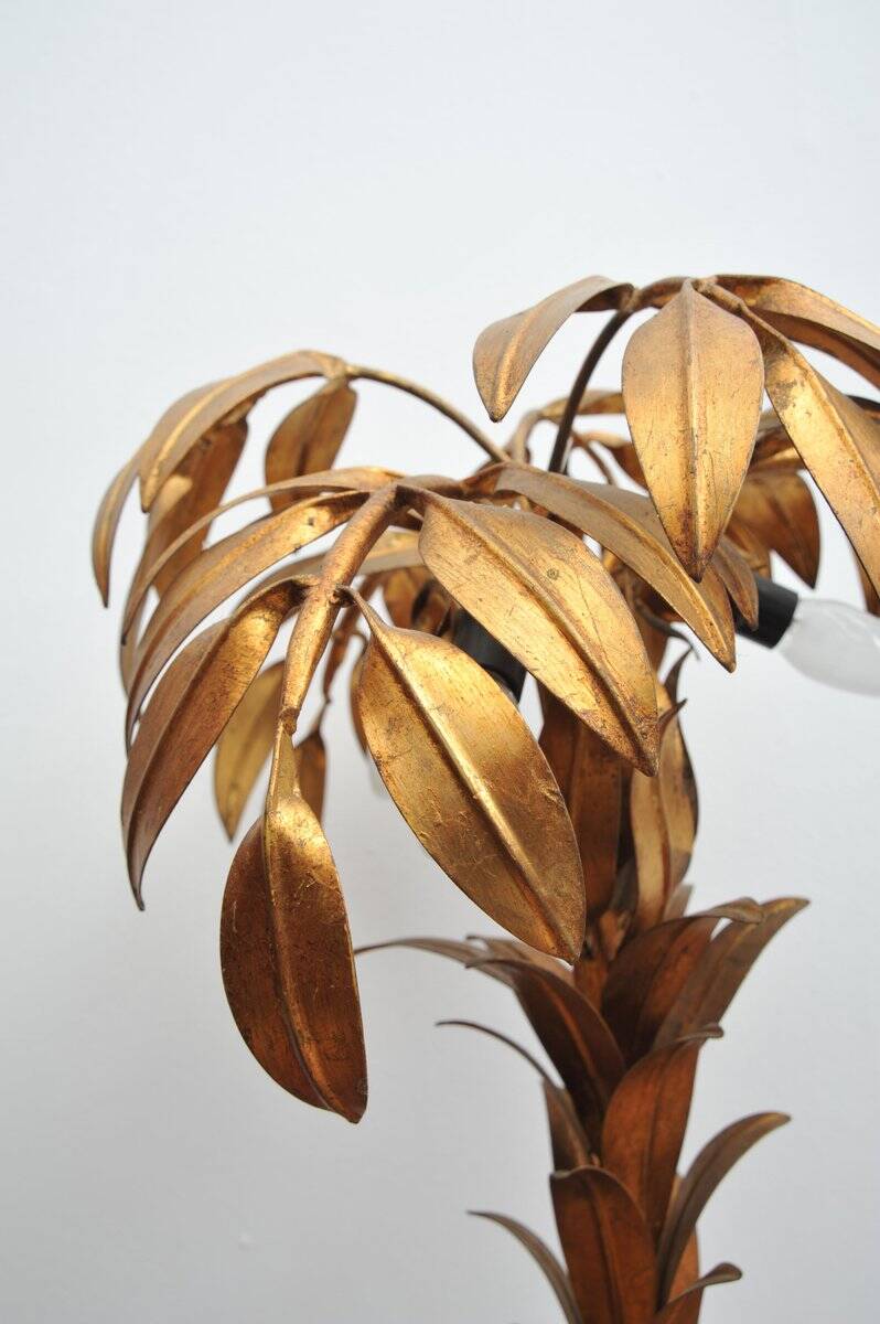 Gilded table lamp made of palm wood by Hans Kögl, 1970s