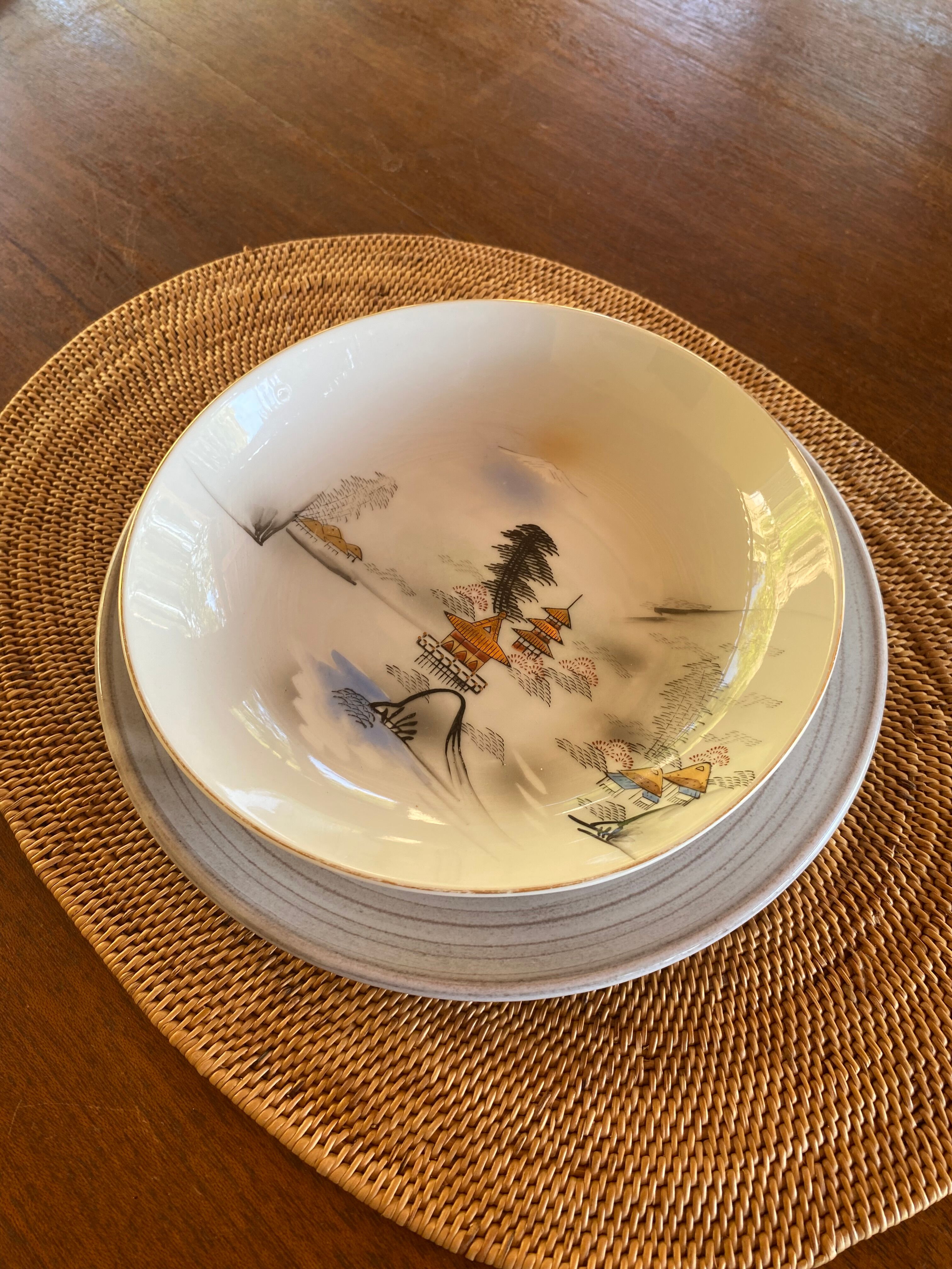 8 Hayashi Kutani bowl plates, Chinese porcelain