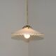 Vintage French White Opaline Glass Pendant Light Clear Glass Edge 5405