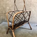 Vintage rattan magazine rack