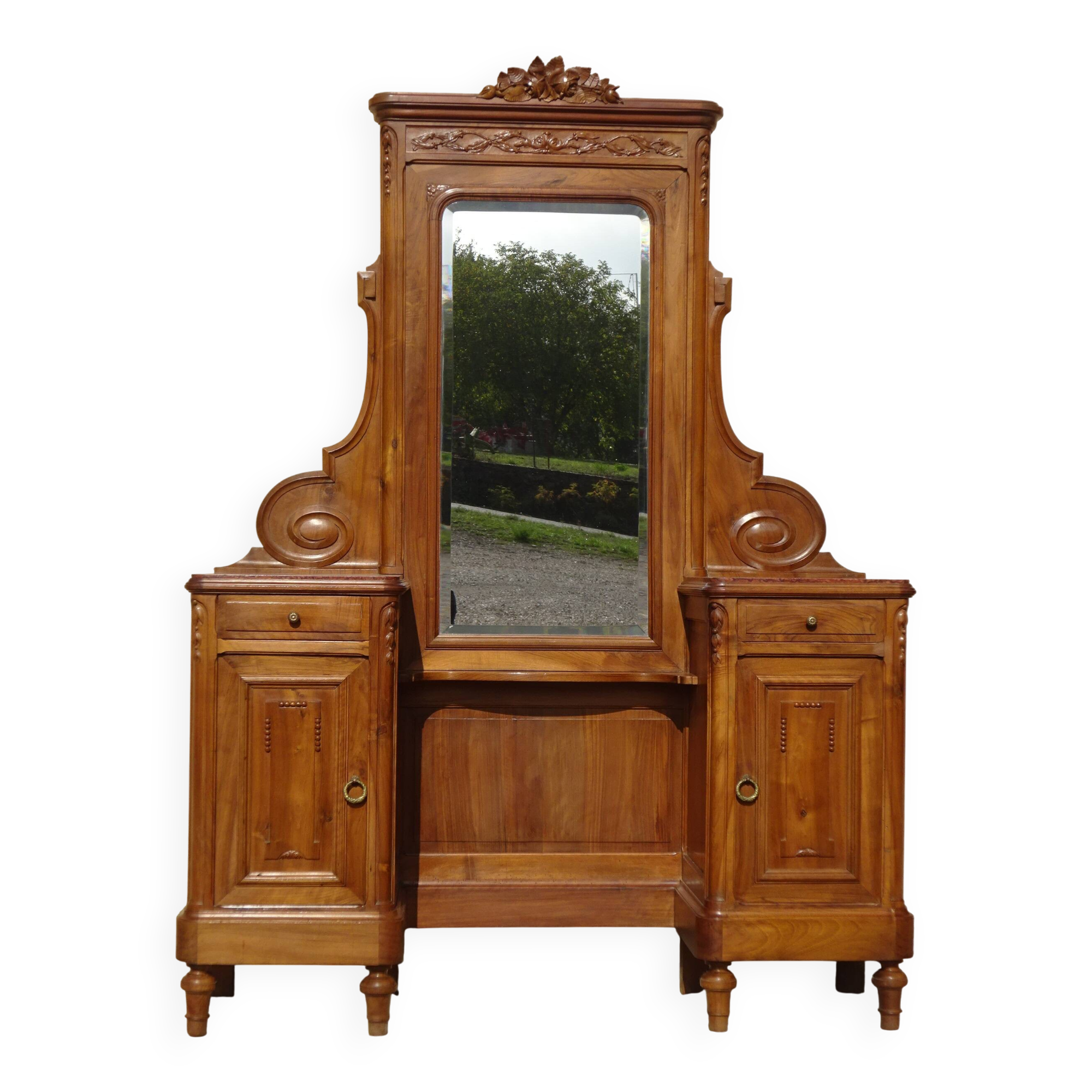 Antique walnut dressing table, Louis XVI style