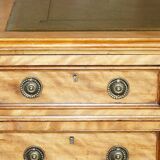 Antique desk by James Winter & Sons London in satin wood and leather.