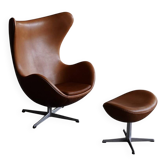 Fauteuil egg Early avec repose-pieds par Arne Jacobsen pour Fritz Hansen, Danemark années 1960.