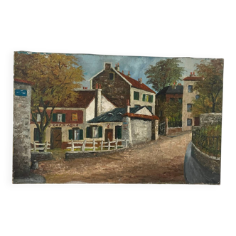 Paris Montmartre cabaret Lapin Agile, oil on canvas 1965