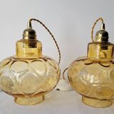 Amber faceted glass pendant light