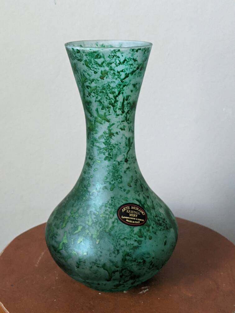 Murano blown glass vase, handcrafted in Italy