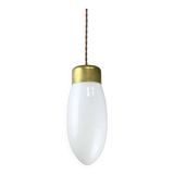 Mid-century Italian Brass and Opaline Glass Pendant Lamp