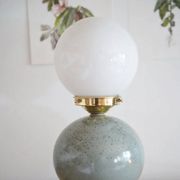 Lampe céramique mouchetée & opaline
