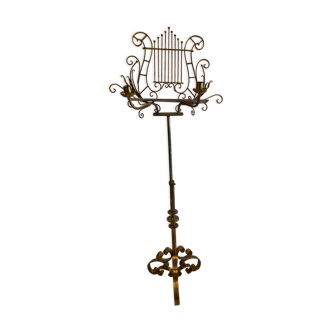 Wrought iron lectern hammered a golden patina xx century