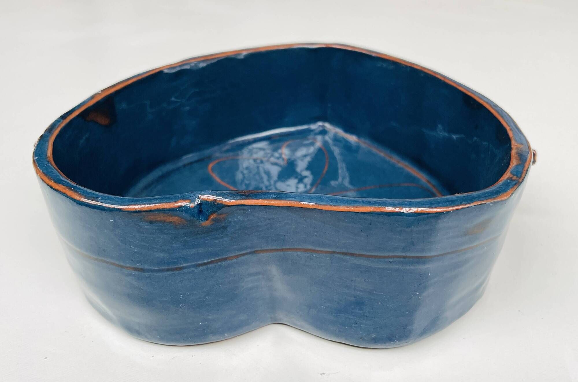 Small "Heart" dish or large blue glazed ceramic catchall.