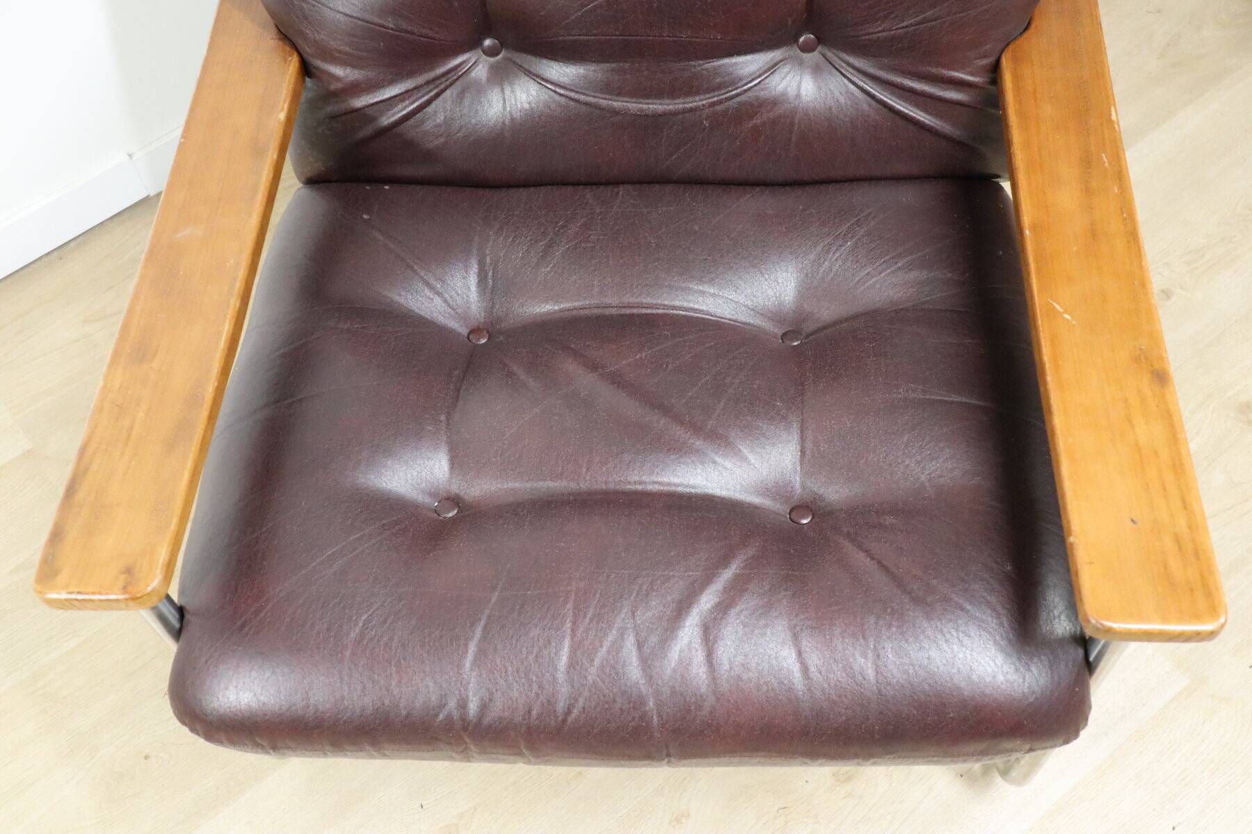 Vintage Bauhaus style armchair in leatherette and metal, 1970