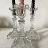 Molded glass candle holders X3