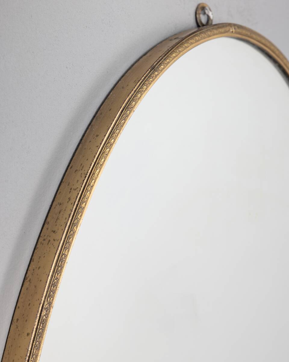 Vintage 1950s wall mirror in golden brass italian design
