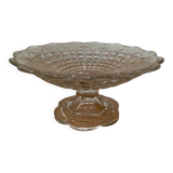 Compotier ou assiette à pied en verre ciselé vintage