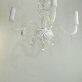 Chandelier with five branches glass and tassels /Bohemian Style Chandelier/vintage