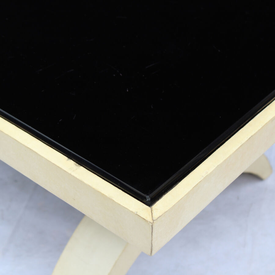 Black opaline and parchment coffee table
