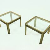 Set Model T09 Brass and Glass Side or Coffee Tables by Peter Ghyczy 1970s