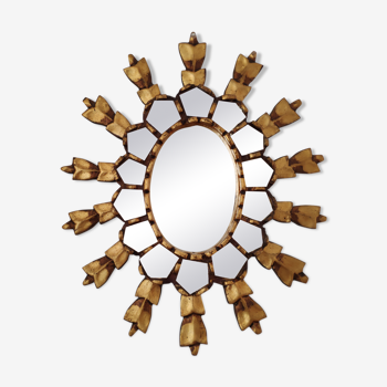 Miroir soleil doré 36X34cm